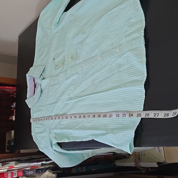 Tommy Hilfiger Button Front Pin Striped Long-Sleeve Mint Green Size Large - Picture 12 of 12